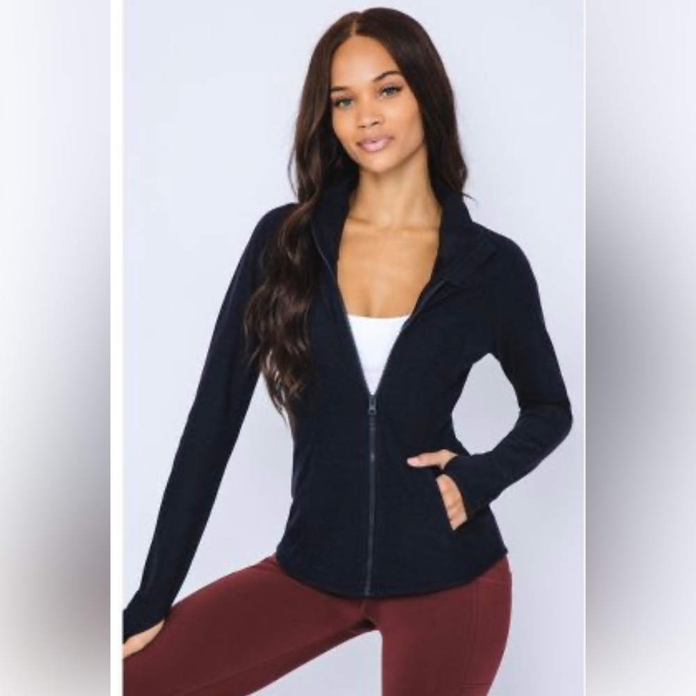 Yogalicious Lux Full-Zip Hoodie - Dark Blue (Size: XL)